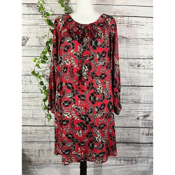Masai Copenhagen Dress Small Medium Red Blue Floral Lagenlook Wedding Church - Picture 1 of 13